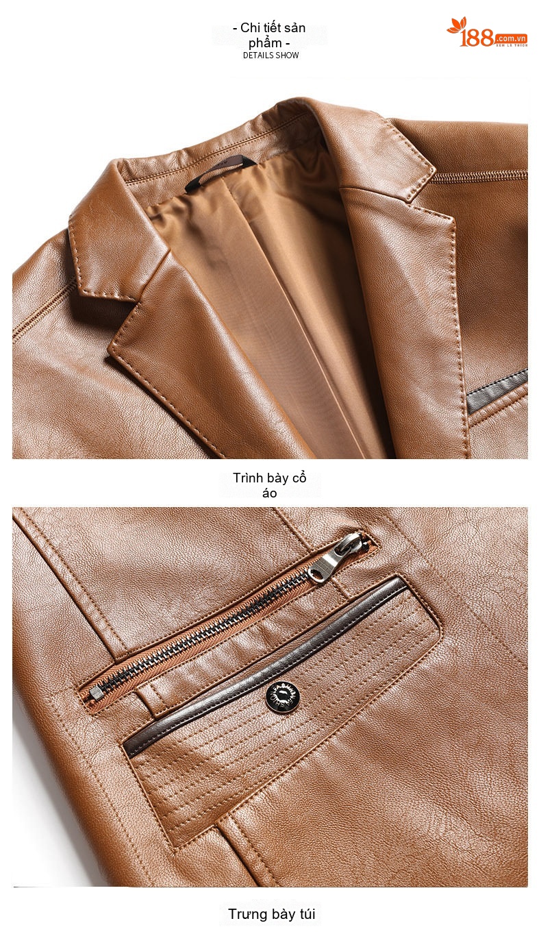 Áo Khoác Blazer Nam Da Bóng Phong Cách Hàn Quốc Màu Đen, Nâu, Đỏ, Xanh Navy... chi tiết 16