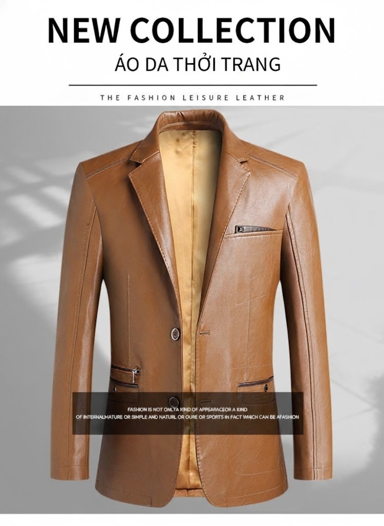 Áo Khoác Blazer Nam Da Bóng Phong Cách Hàn Quốc Màu Đen, Nâu, Đỏ, Xanh Navy... chi tiết 2
