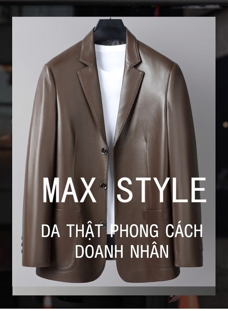 Áo Khoác Blazer Nam Da Cừu Dáng Ôm Vừa Vặn Phong Cách Doanh Nhân Màu Đen, Nâu chi tiết 1