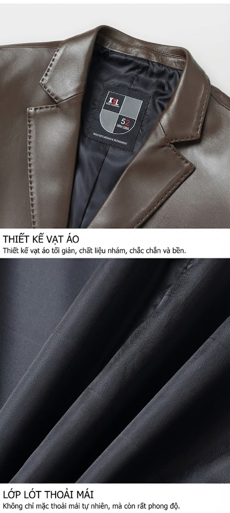 Áo Khoác Blazer Nam Da Cừu Dáng Ôm Vừa Vặn Phong Cách Doanh Nhân Màu Đen, Nâu chi tiết 15