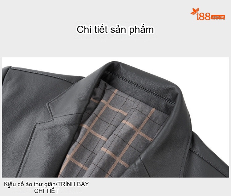 Áo Khoác Blazer Nam Da PU Giả Da Phong Cách Thanh Lịch Màu Đen, Be chi tiết 18