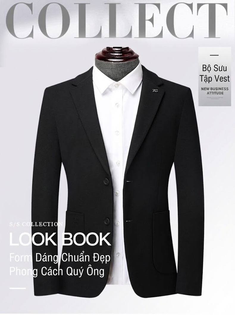Áo Khoác Blazer Nam Len Lông Cừu Mỏng Chống Nhăn Phong Cách Business Casual Màu Đen chi tiết 1