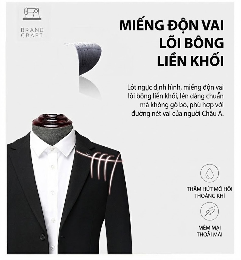 Áo Khoác Blazer Nam Len Lông Cừu Mỏng Chống Nhăn Phong Cách Business Casual Màu Đen chi tiết 7