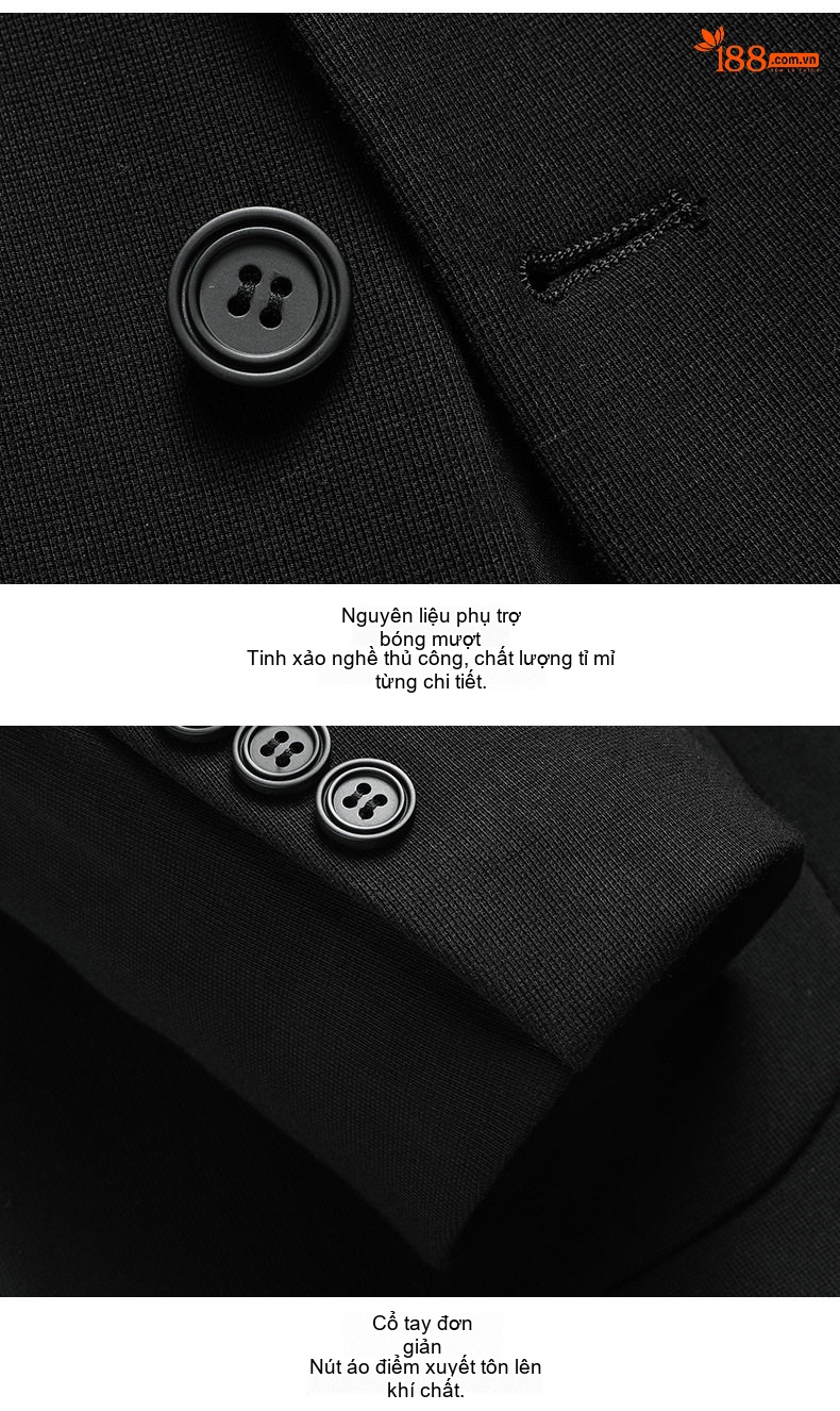 Áo Khoác Blazer Nam Len Lông Cừu Mỏng Chống Nhăn Phong Cách Business Casual Màu Đen chi tiết 13