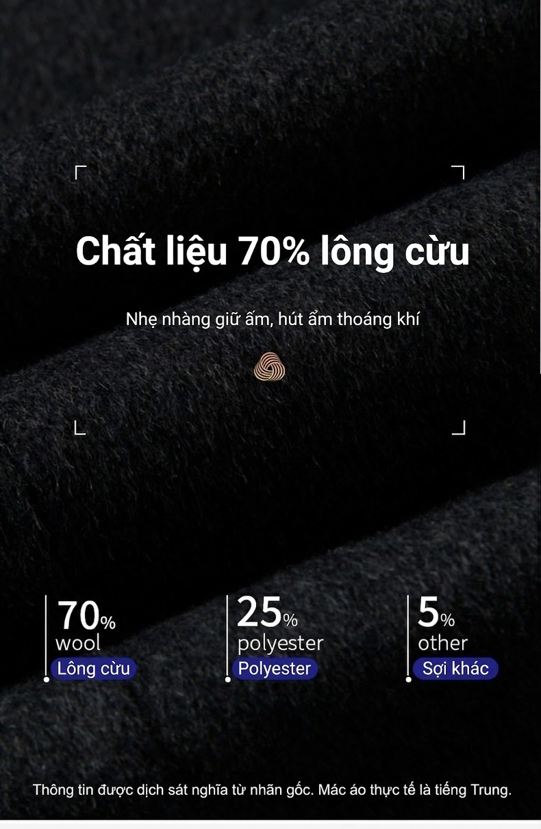 Áo Khoác Blazer Nam Lông Vũ Lót Lông Cừu Dày Dặn Phong Cách Doanh Nhân Màu Xám chi tiết 4