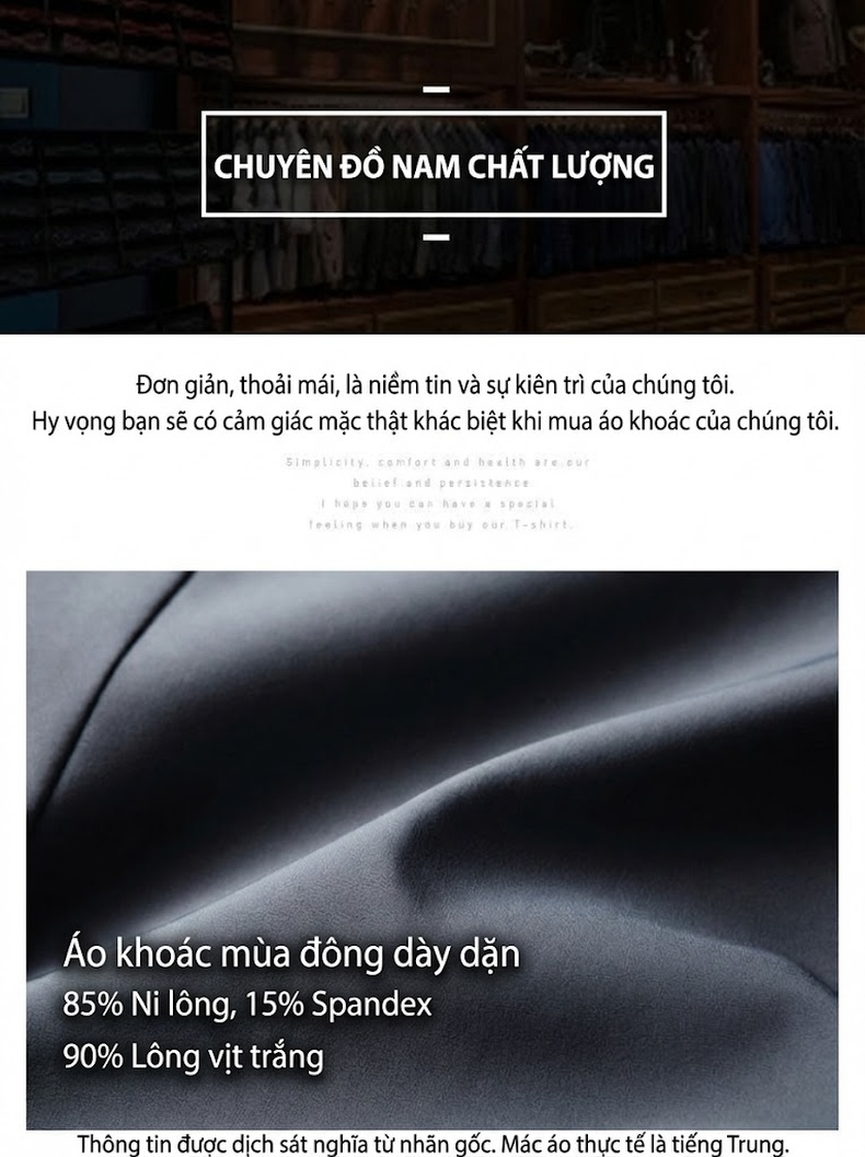 Áo Khoác Blazer Nam Lót Lông Vũ 90% Lông Vịt Trắng Dáng Vest Ấm Áp Màu Đen, Xám chi tiết 4