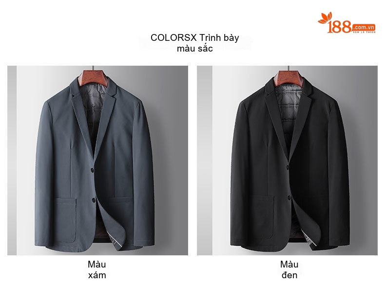 Áo Khoác Blazer Nam Lót Lông Vũ 90% Lông Vịt Trắng Dáng Vest Ấm Áp Màu Đen, Xám chi tiết 7