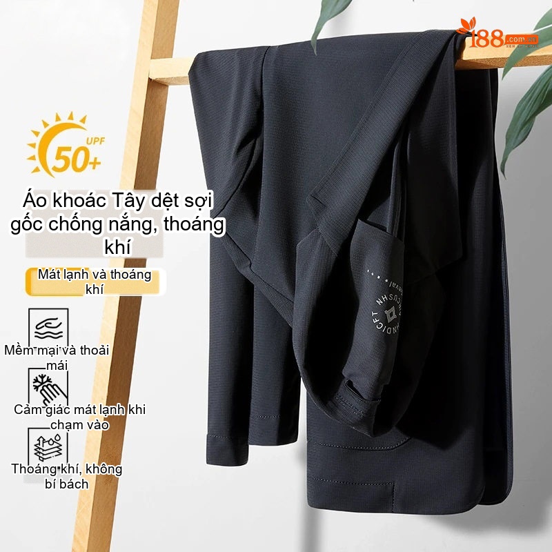 Áo Khoác Blazer Nam Mỏng Nhẹ Thoáng Mát Chống Nắng Màu Đen, Xám