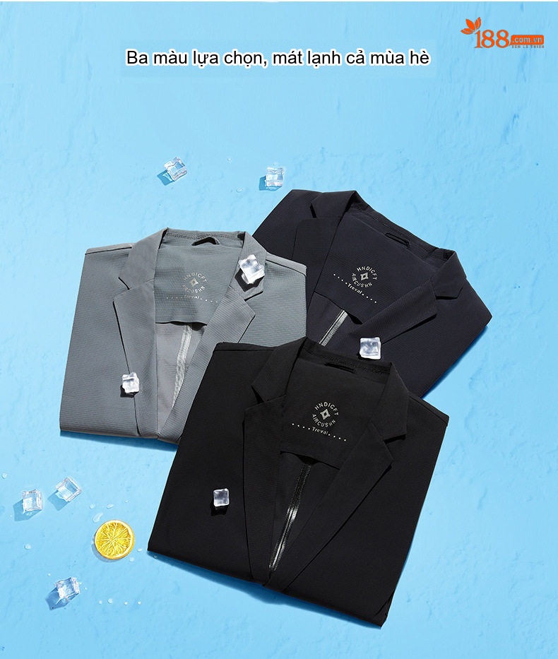 Áo Khoác Blazer Nam Mỏng Nhẹ Thoáng Mát Chống Nắng Màu Đen, Xám chi tiết 2