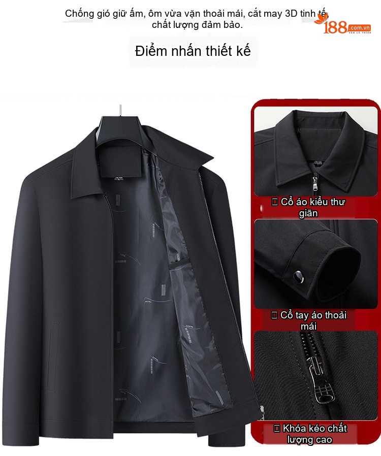 Áo Khoác Blazer Nam Mỏng Phong Cách Công Sở Màu Đen, Xanh Navy, Đỏ chi tiết 7
