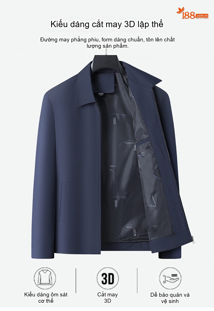 Áo Khoác Blazer Nam Mỏng Phong Cách Công Sở Màu Đen, Xanh Navy, Đỏ chi tiết 8