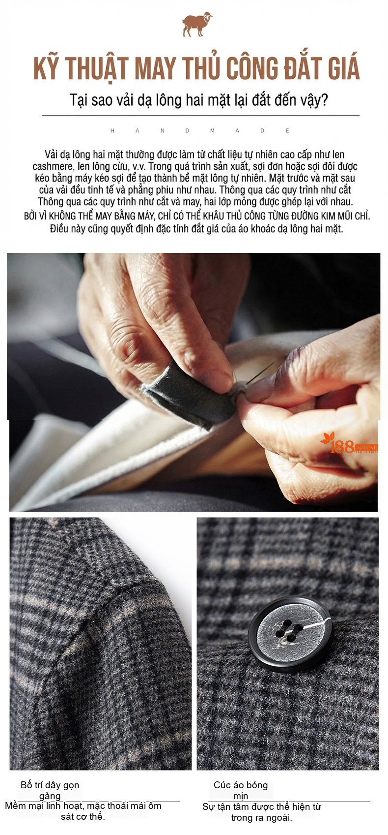 Áo Khoác Blazer Nam Vải Tuýt Kẻ Ô Hai Mặt Phong Cách Doanh Nhân Màu Xám chi tiết 10
