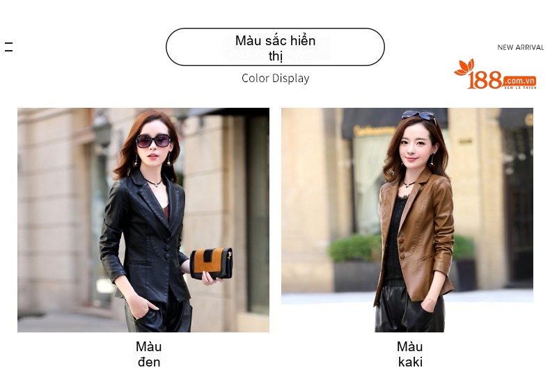 Áo Khoác Blazer Nữ Da Bóng Dáng Ngắn Phong Cách Hàn Quốc Màu Nâu, Đen chi tiết 8