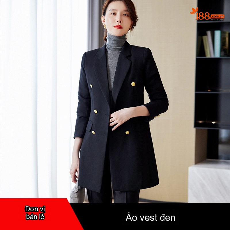 Áo Khoác Blazer Nữ Dáng Dài Tay Dài Màu Nâu, Đen, Đỏ