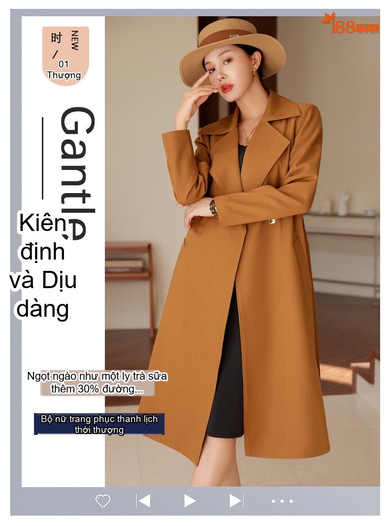 Áo Blazer Nữ Dáng Dài Thắt Eo Phong Cách Hàn Quốc chi tiết 3