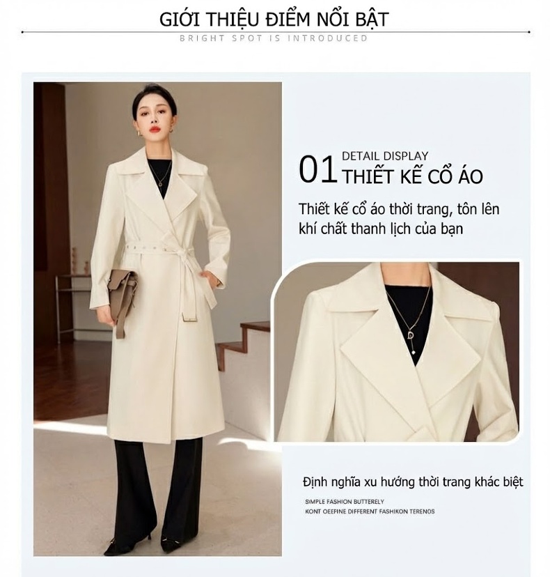 Áo Blazer Nữ Dáng Dài Thắt Eo Phong Cách Hàn Quốc chi tiết 7
