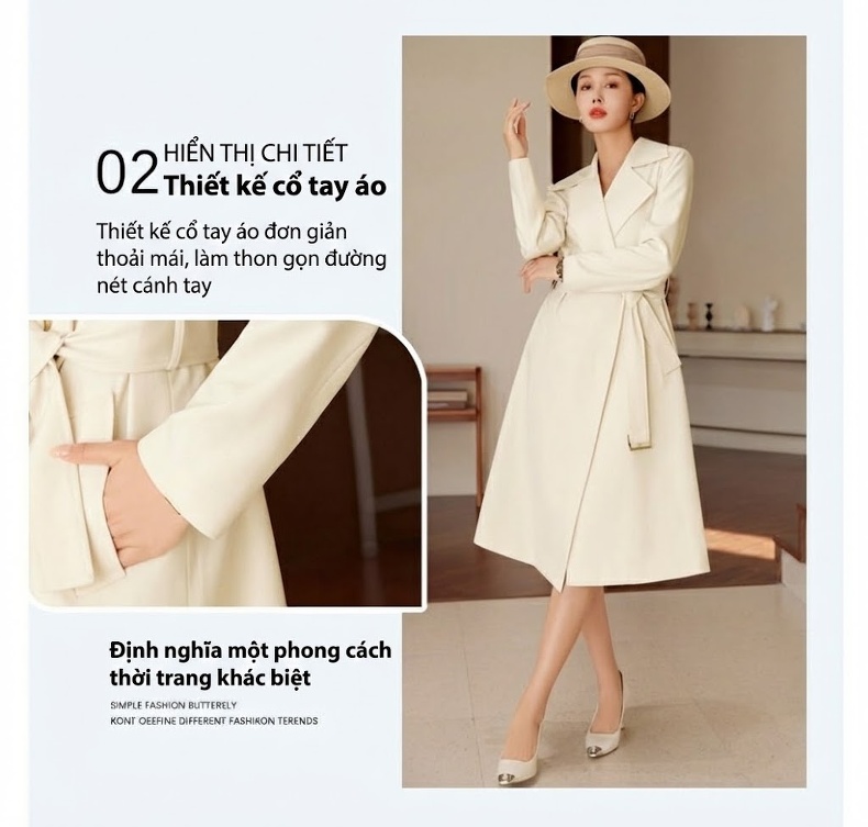 Áo Blazer Nữ Dáng Dài Thắt Eo Phong Cách Hàn Quốc chi tiết 8