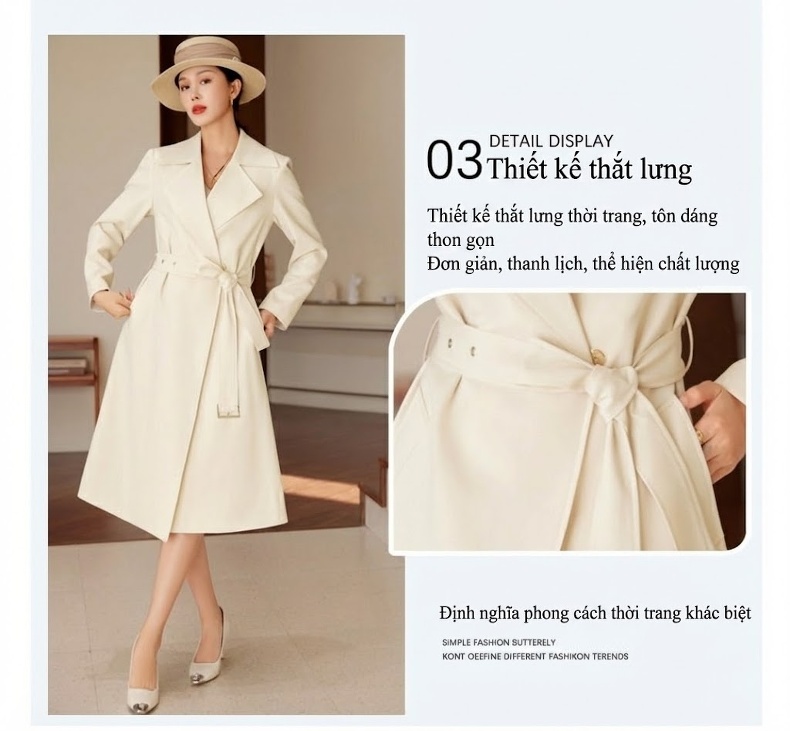Áo Blazer Nữ Dáng Dài Thắt Eo Phong Cách Hàn Quốc chi tiết 9