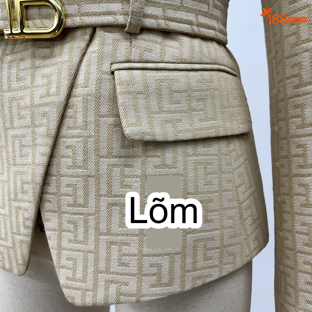 Áo Khoác Blazer Nữ Dáng Ngắn Họa Tiết Thêu Jacquard Cao Cấp Size S-5XL Màu Kem chi tiết 6