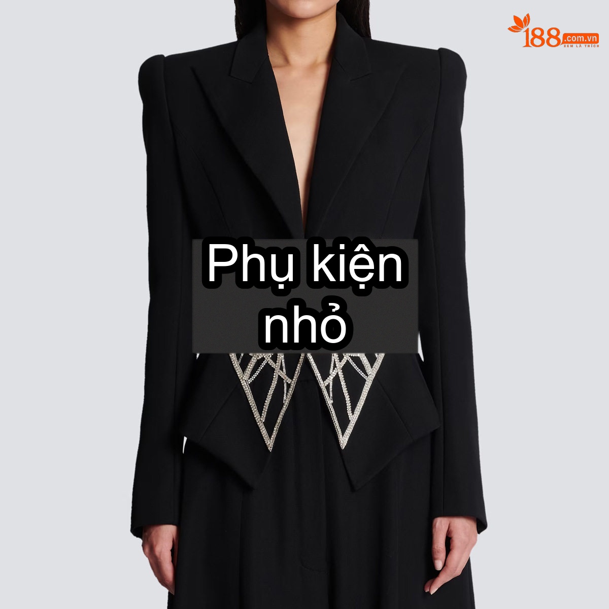 Áo Khoác Blazer Nữ Đính Cườm, Đá, Chiết Eo, Dáng Ôm Màu Đen