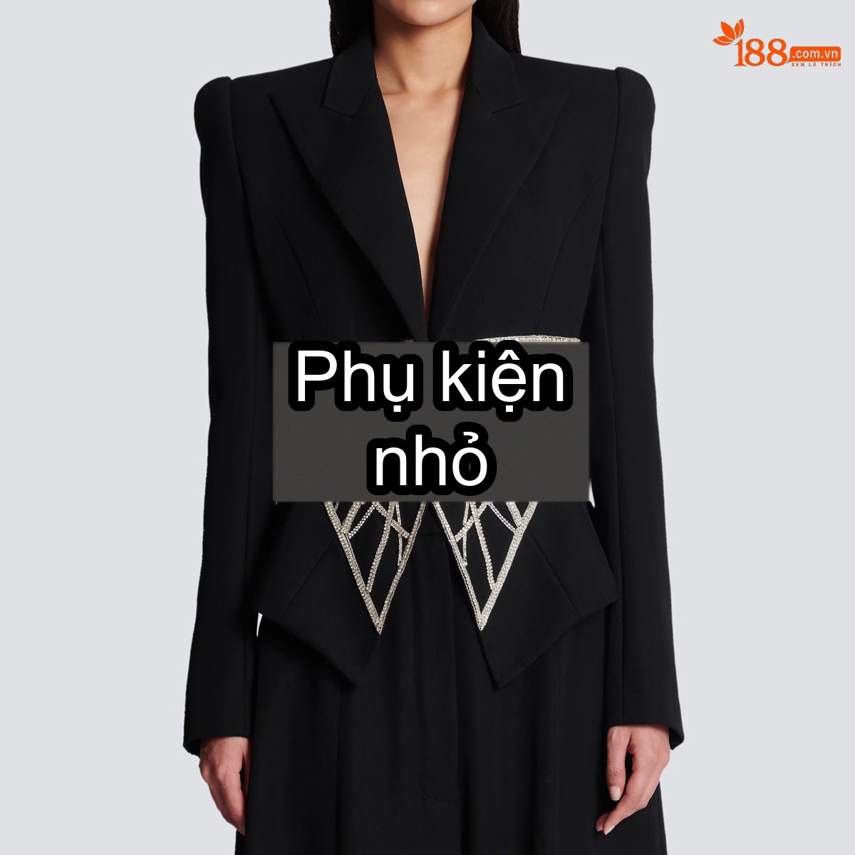 Áo Khoác Blazer Nữ Đính Cườm, Đá, Chiết Eo, Dáng Ôm Màu Đen chi tiết 2