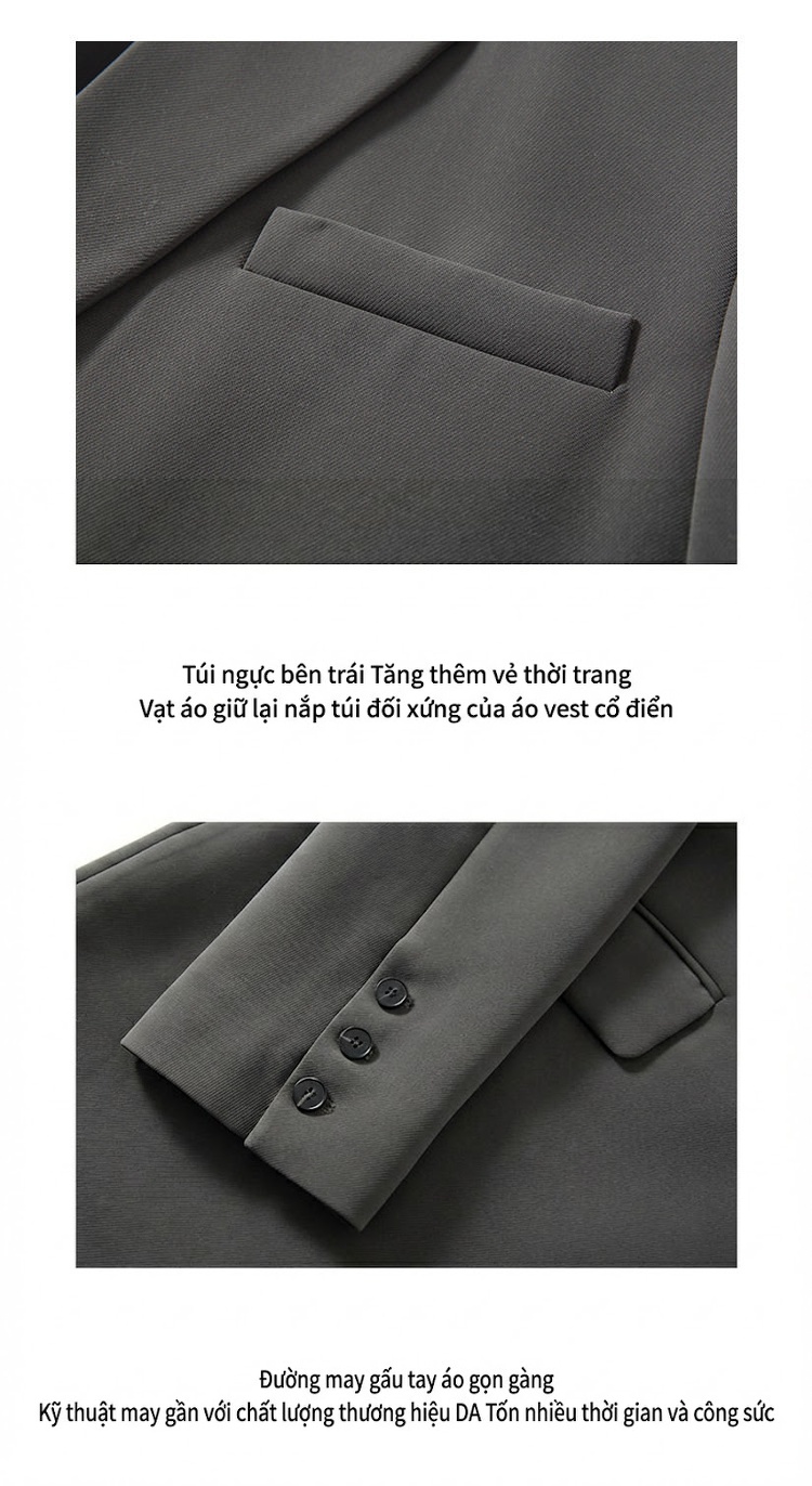 Áo Khoác Blazer Nữ Form Rộng Phong Cách Hàn Quốc Màu Xám, Đen chi tiết 2