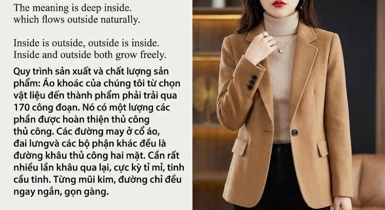 Áo Khoác Blazer Nữ Hai Mặt Lông Cừu Ngắn Tay Dáng Ôm chi tiết 4