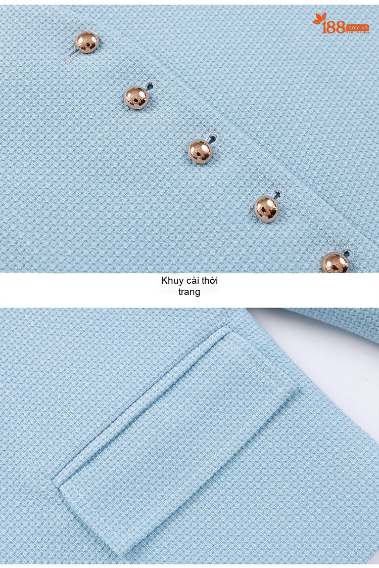 Áo Khoác Blazer Nữ Tay Lỡ Dáng Ngắn Không Cổ Phong Cách Tiểu Thư Màu Kem, Hồng, Xanh Dương chi tiết 23