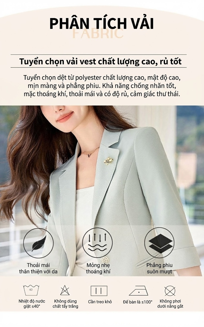Áo Khoác Blazer Nữ Tay Lỡ Dáng Ôm Phong Cách Hàn Quốc Màu Trắng, Hồng, Kem, Xanh Nhạt chi tiết 7