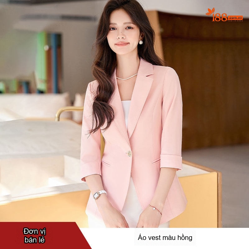 Áo Khoác Blazer Nữ Tay Lỡ Dáng Ôm Phong Cách Hàn Quốc Màu Trắng, Hồng, Kem, Xanh Nhạt