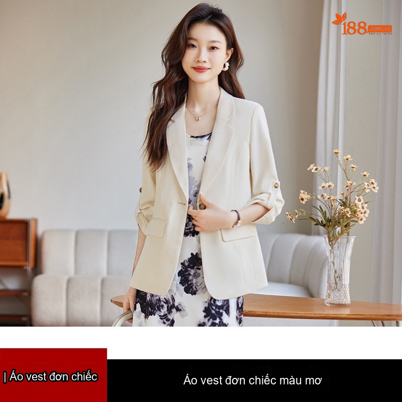 Áo Khoác Blazer Nữ Tay Lỡ Phong Cách Hàn Quốc Màu Xanh Nhạt, Kem, Đen