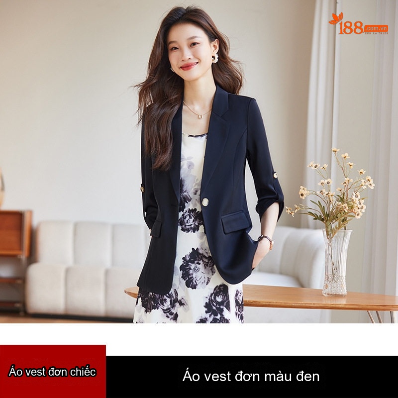 Áo Khoác Blazer Nữ Tay Lỡ Phong Cách Hàn Quốc Màu Xanh Nhạt, Kem, Đen