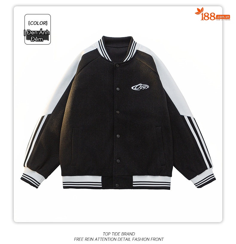 Áo Khoác Bomber Dáng Rộng Unisex Phong Cách Hàn Quốc Màu Trắng Kem, Đen, Xanh Mint, Hồng chi tiết 12