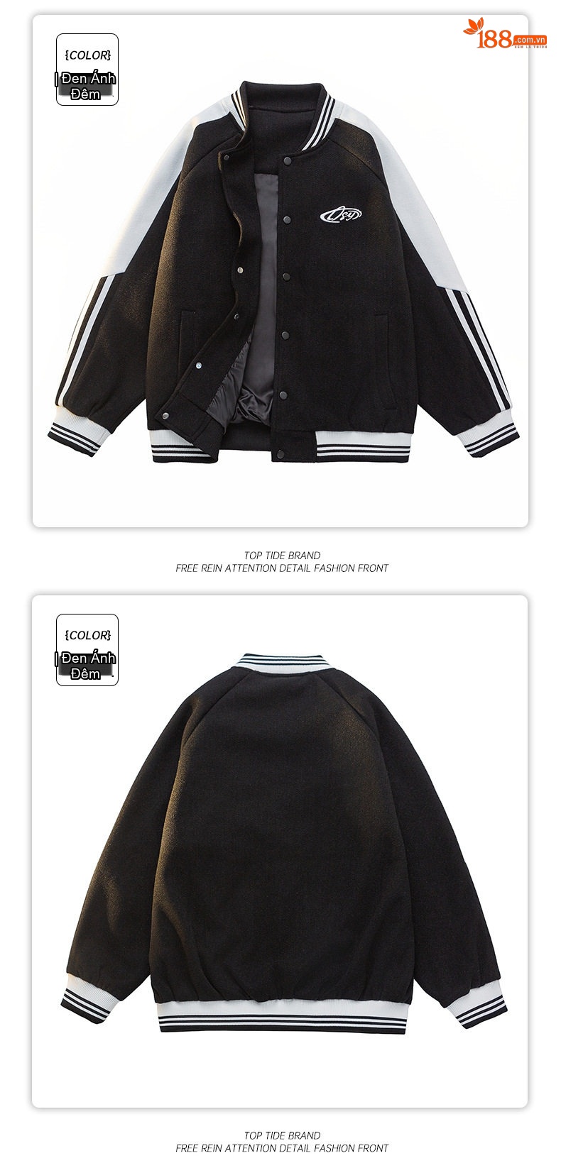 Áo Khoác Bomber Dáng Rộng Unisex Phong Cách Hàn Quốc Màu Trắng Kem, Đen, Xanh Mint, Hồng chi tiết 13