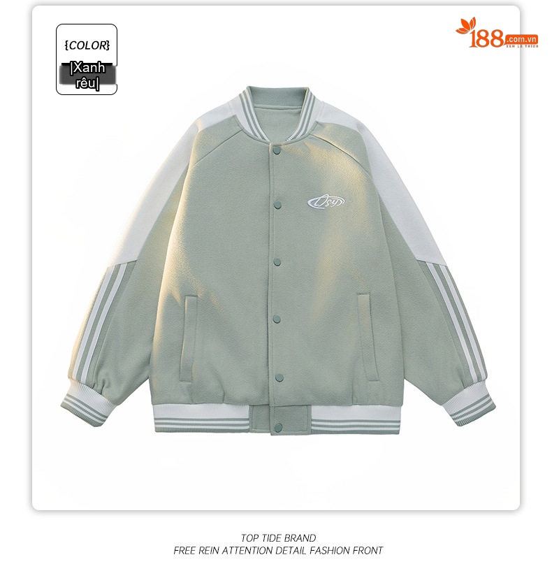 Áo Khoác Bomber Dáng Rộng Unisex Phong Cách Hàn Quốc Màu Trắng Kem, Đen, Xanh Mint, Hồng chi tiết 16