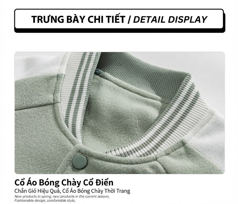 Áo Khoác Bomber Dáng Rộng Unisex Phong Cách Hàn Quốc Màu Trắng Kem, Đen, Xanh Mint, Hồng chi tiết 18