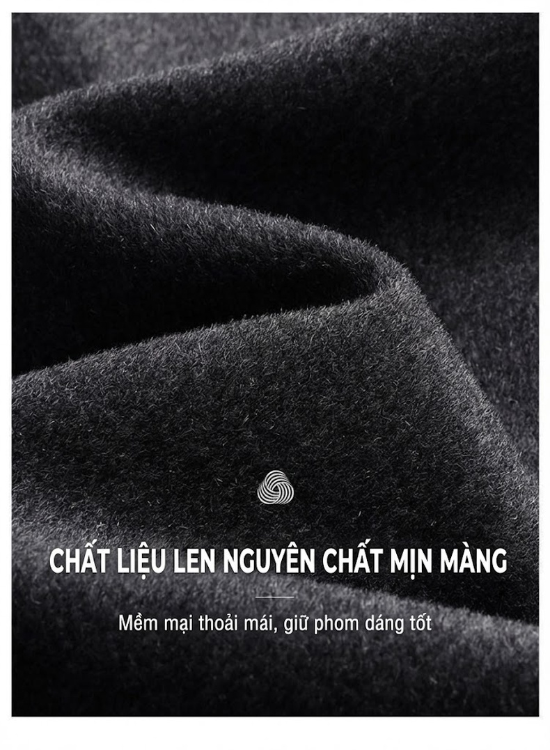 Áo Khoác Bomber Nam 100% Lông Cừu Cổ Trụ Khóa Kéo Dáng Trung Niên Màu Xám chi tiết 5