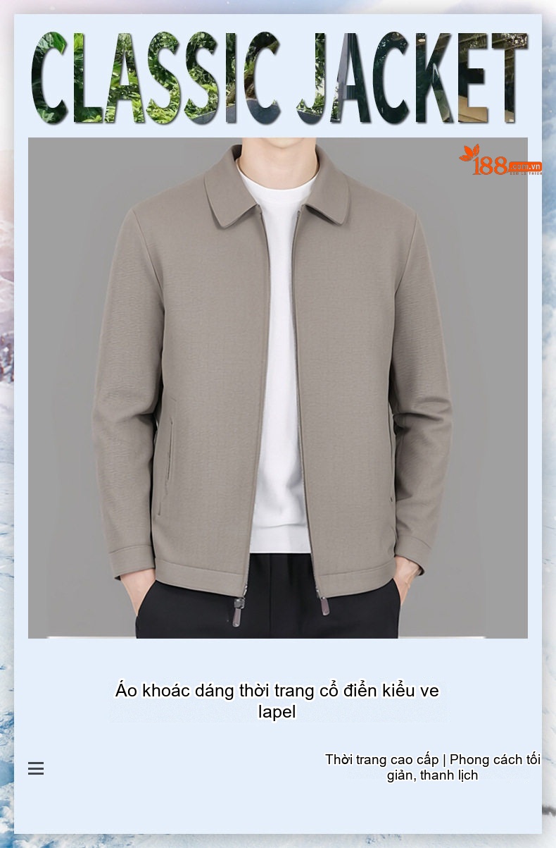Áo Khoác Bomber Nam Cổ Bẻ Mỏng Nhẹ Phong Cách Doanh Nhân Màu Xanh Navy, Đen chi tiết 1