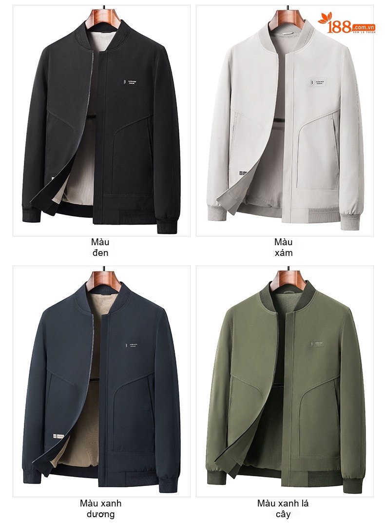 Áo khoác bomber nam cổ bóng chày chất liệu nỉ chi tiết 7