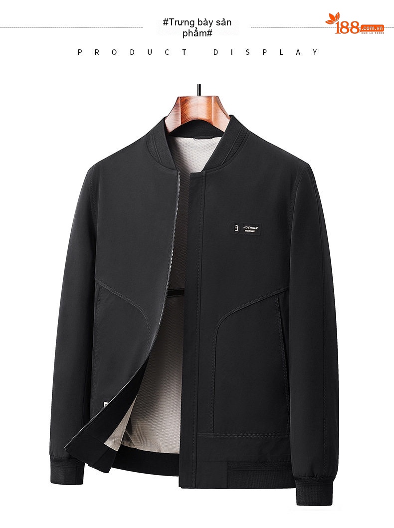 Áo khoác bomber nam cổ bóng chày chất liệu nỉ chi tiết 8