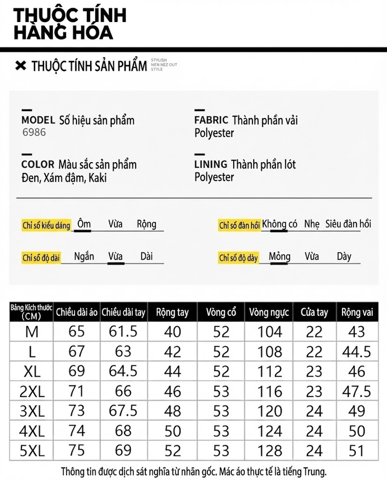 Áo Khoác Bomber Nam Cổ Trụ Dáng Ôm Màu Đen, Xanh Lá, Kem chi tiết 30
