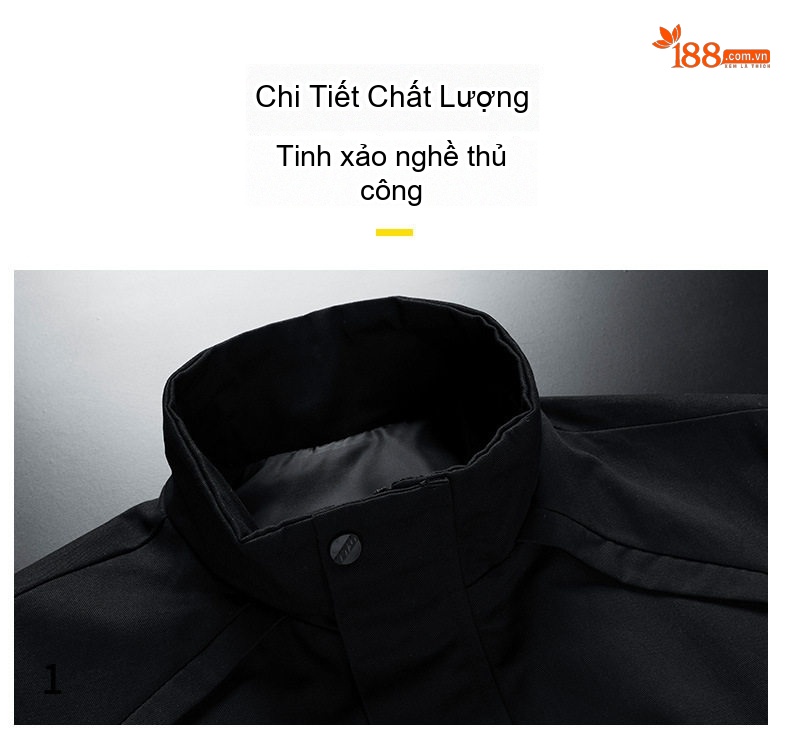 Áo Khoác Bomber Nam Cổ Trụ Dáng Ôm Màu Đen, Xanh Lá, Kem chi tiết 11