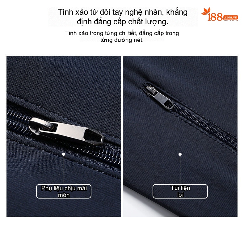 Áo Khoác Bomber Nam Cổ Trụ Dáng Ôm Vừa Vặn Màu Xám, Xanh Navy chi tiết 5