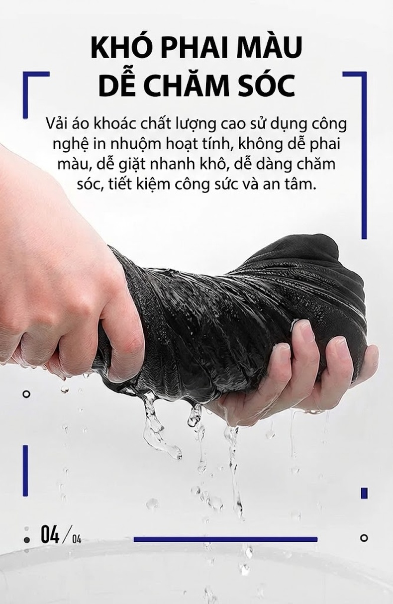 Áo Khoác Bomber Nam Cổ Trụ Dáng Ôm Vừa Vặn Màu Xanh Navy chi tiết 4