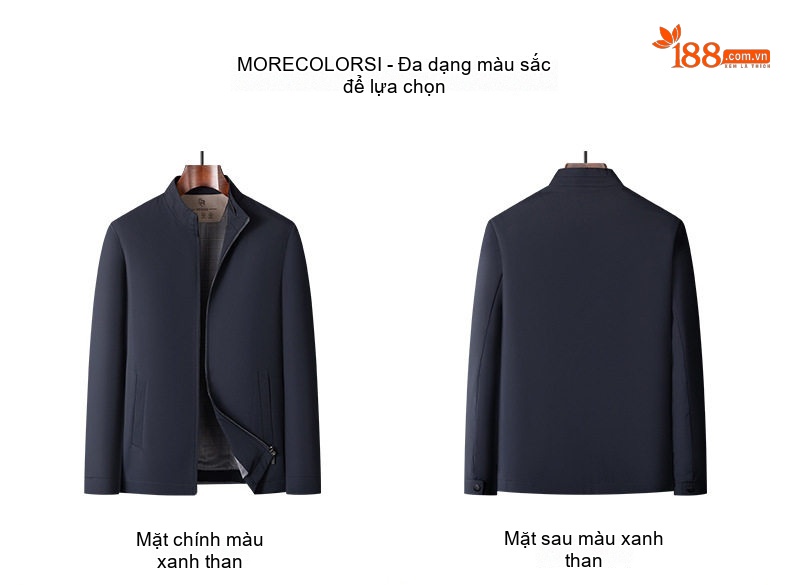 Áo Khoác Bomber Nam Cổ Trụ Dáng Ôm Vừa Vặn Màu Xanh Navy chi tiết 7