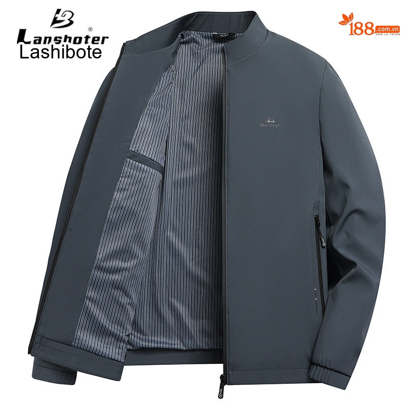 Áo Khoác Bomber Nam Cổ Trụ Dáng Ôm Vừa Vặn Phong Cách Doanh Nhân Màu Xám, Xanh Navy, Đen