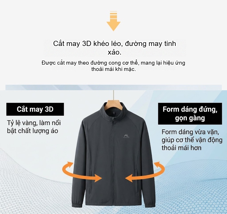 Áo Khoác Bomber Nam Cổ Trụ Dáng Ôm Vừa Vặn Phong Cách Doanh Nhân Màu Xám, Xanh Navy, Đen chi tiết 5