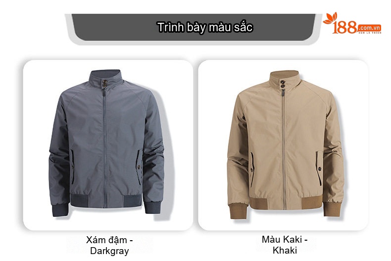 Áo Khoác Bomber Nam Cổ Trụ Dáng Rộng Màu Xám, Be chi tiết 6