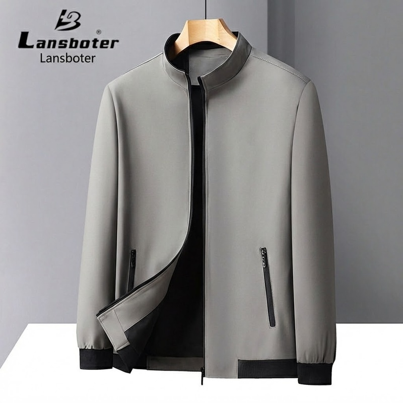 Áo Khoác Bomber Nam Cổ Trụ Mỏng Nhẹ Màu Xám, Xanh Navy, Đen