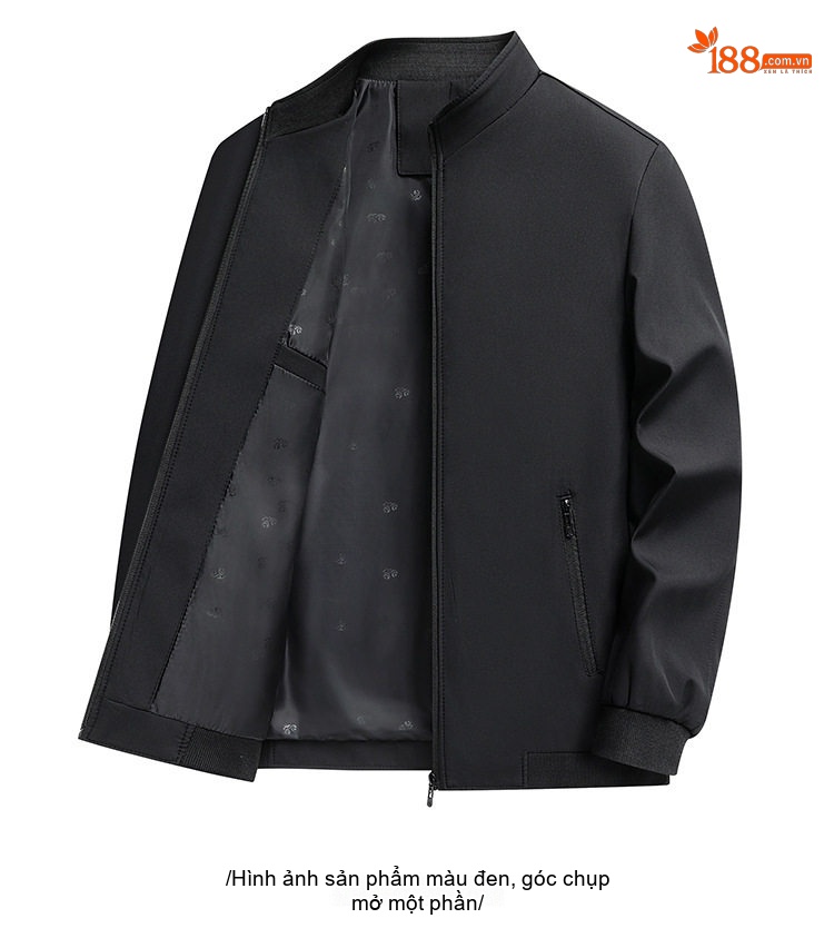 Áo Khoác Bomber Nam Cổ Trụ Mỏng Nhẹ Màu Xám, Xanh Navy, Đen chi tiết 13